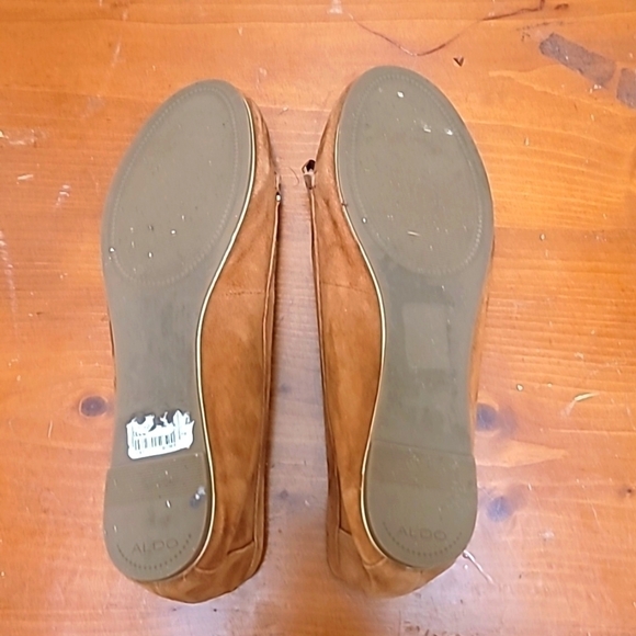 ALDO SUECE WOMEN'S FLAT LOAFERS WITH GOLD DETAILS AROUND THE SHOES IN BROWN SZ 7 - Picture 7 of 14